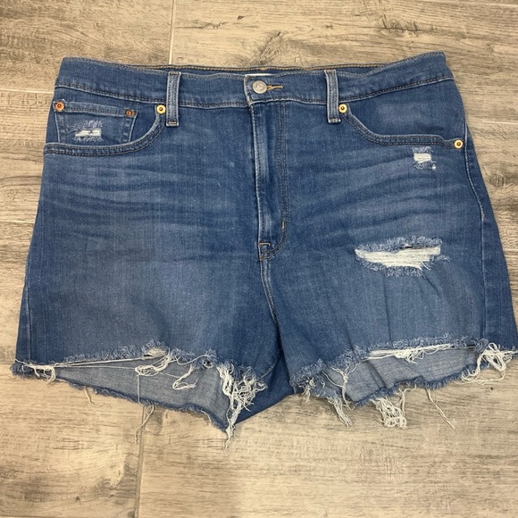 Levi's 501 Button Fly Cutoff Raw Hem Jean Shorts S58022 Right Rise Size 33 - Picture 2 of 9